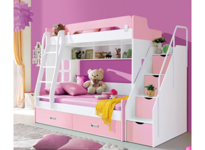 Jugendbett Better Rosa Kannerbett Duebelstockbett Stockbett Holz Miwwelen Holz Nei